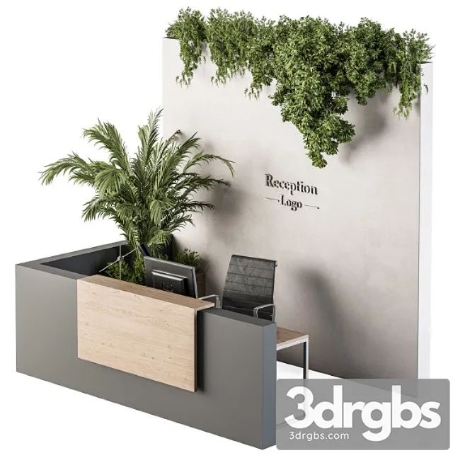 Reception desk and wall decoration – set 09 2 3dsmax Download
