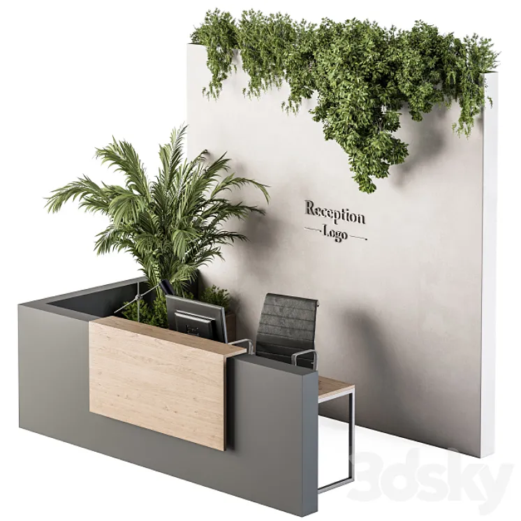 Reception Desk and Wall Decoration – Set 09 3DS Max
