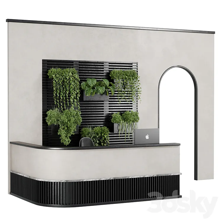 Reception Desk and Wall plant – office furniture 10 3DS Max Model