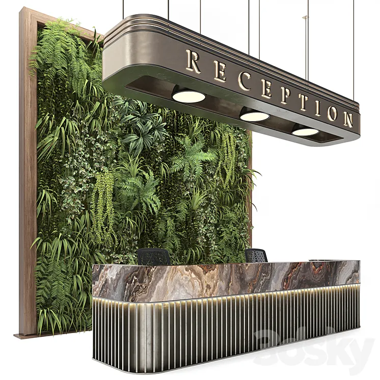 Reception with wall plants 3DS Max Model