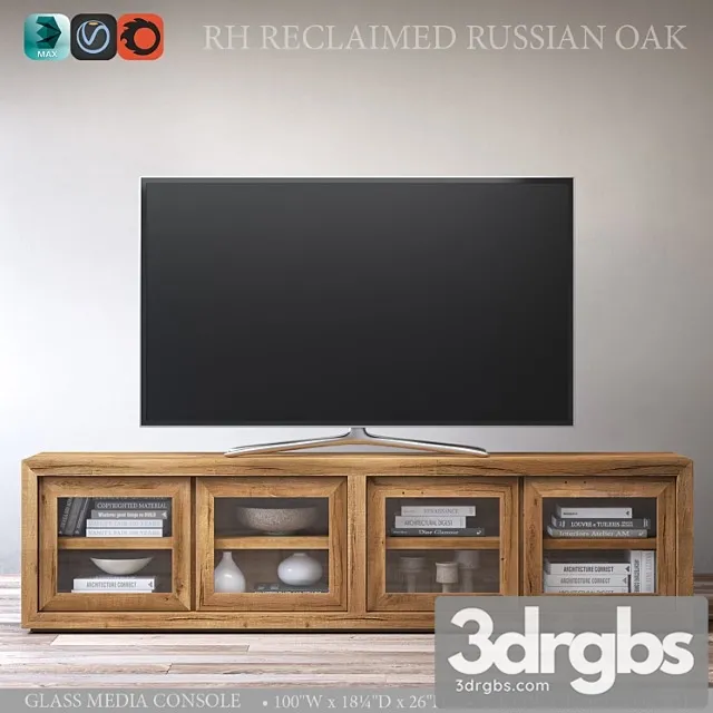 Reclaimed russian oak glass media console