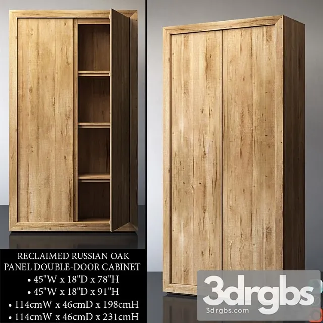 Reclaimed russian oak panel double-door cabinet 3dsmax Download