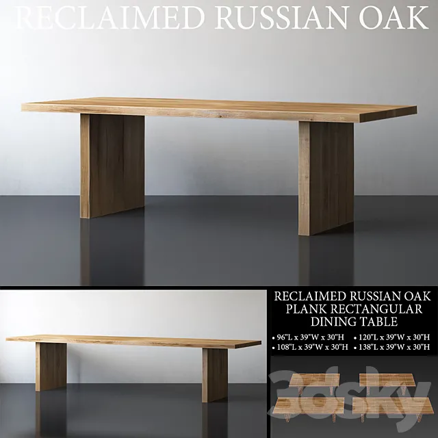 RECLAIMED RUSSIAN OAK PLANK RECTANGULAR DINING TABLE Large 3DSMax File
