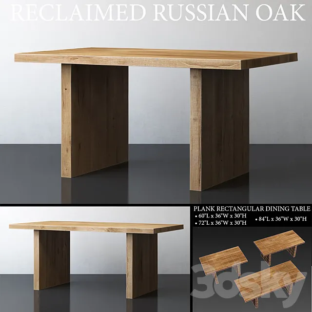 RECLAIMED RUSSIAN OAK PLANK RECTANGULAR DINING TABLE Medium 3DS Max Model