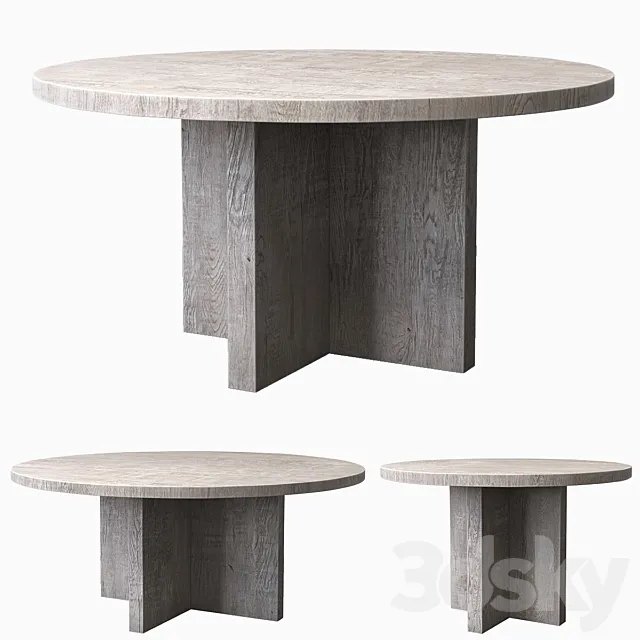 RECLAIMED RUSSIAN OAK PLANK ROUND DINING TABLE Gray 3DS Max Model