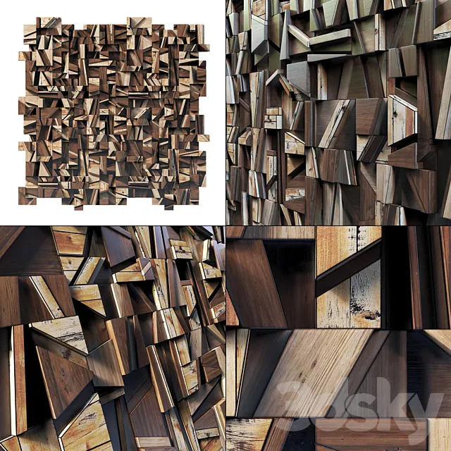 Rectangle wood panel rail n1 _ Panel from wooden rectangular strips No. 1 3ds Max