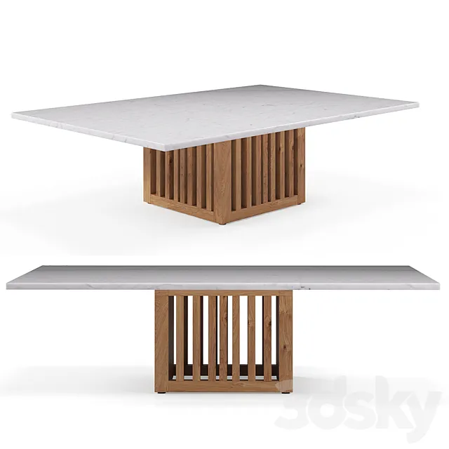Rectangular coffee table with Code marble top 3DSMax File