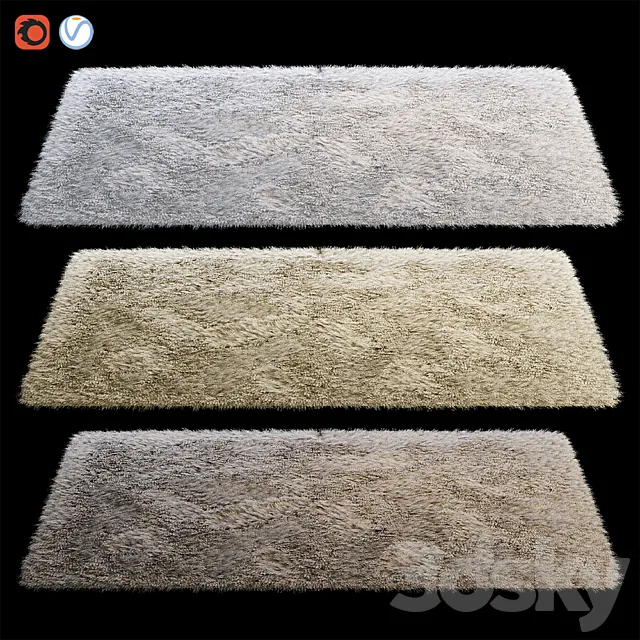 Rectangular fluffy carpet 3DS Max Model