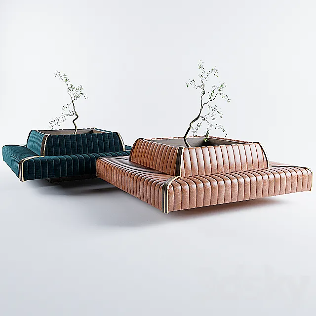 Rectangular Sofa For Cafe & Restaurant 3DS Max Model