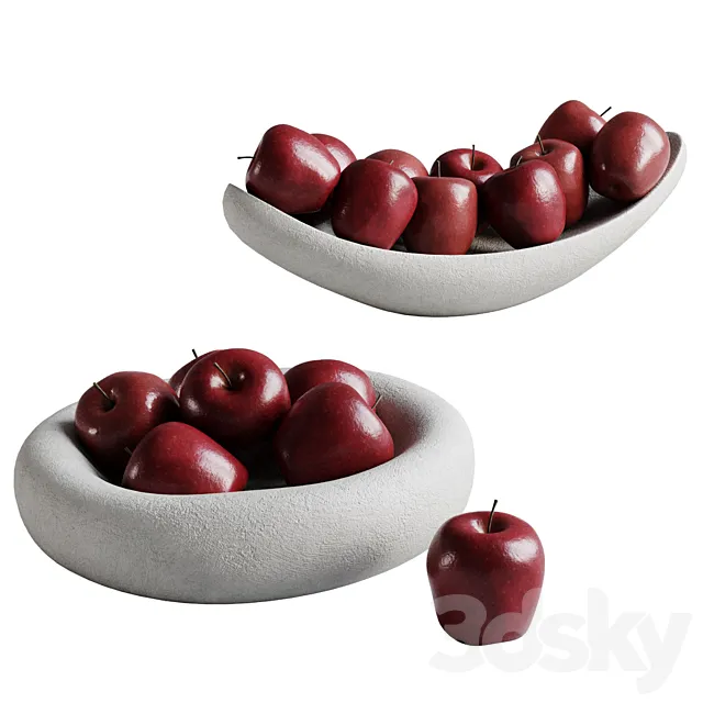 Red apples in a bowl 3dsMax Model