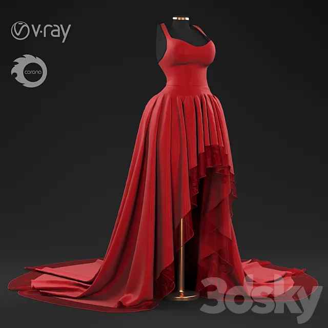 red gown 3ds Max