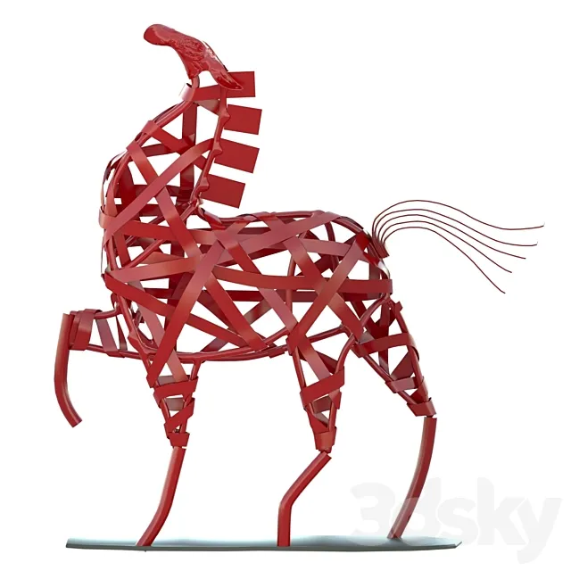 Red horse statuette 3ds Max