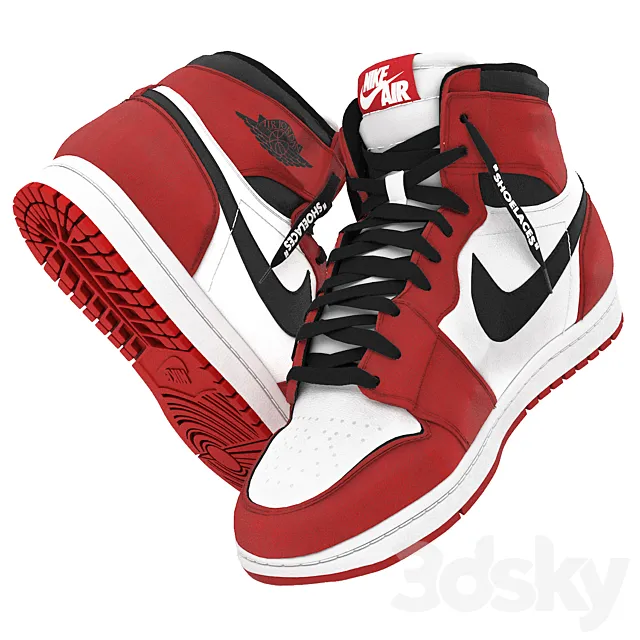 red nike air jordan 1 retro 3DS Max Model