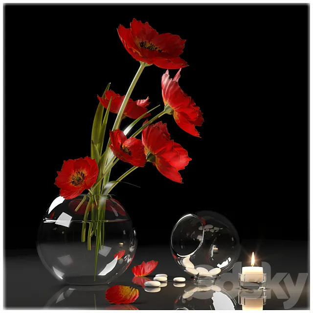 RED POPPIES 2 3DSMax File