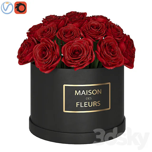 Red roses in box 3DS Max Model