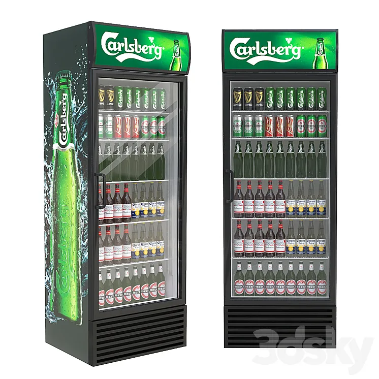 Refrigerated cabinet with drinks 3DS Max
