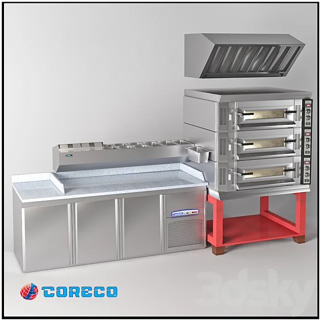 Refrigerated tables pizzafied Coreco + oven 3DSMax File