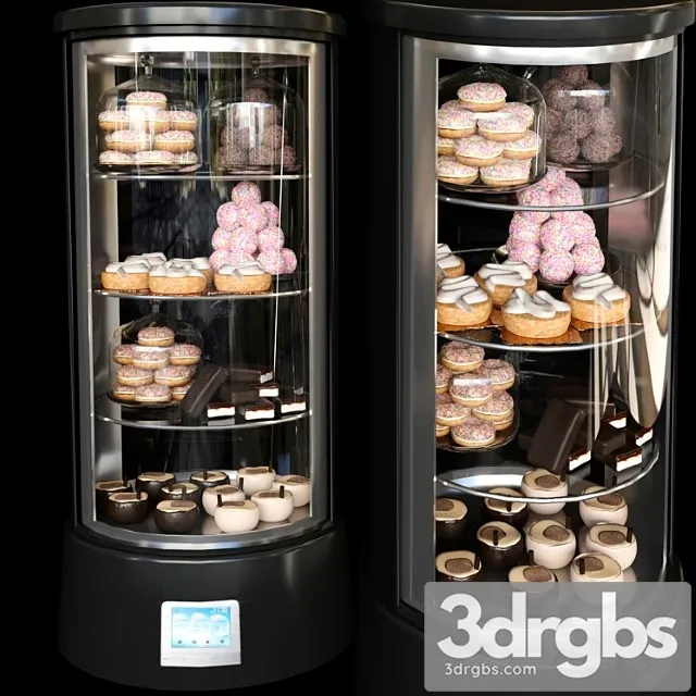 Refrigerator in a cafe with desserts and various sweets 2. confectionery shop 3dsmax Download