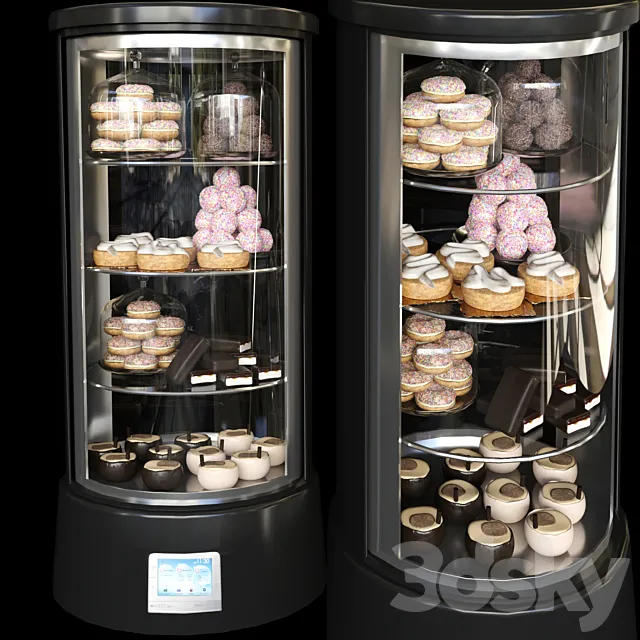 Refrigerator in a cafe with desserts and various sweets 2. Confectionery shop 3DSMax File