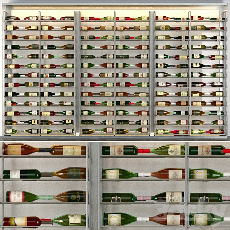 Refrigerator in a liquor store with a collection of wine. Alcohol 3 3DS Max