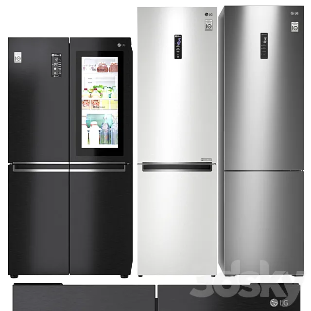 Refrigerator set LG 11 3ds Max