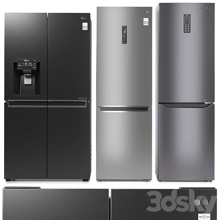 Refrigerator set LG 4 3DS Max
