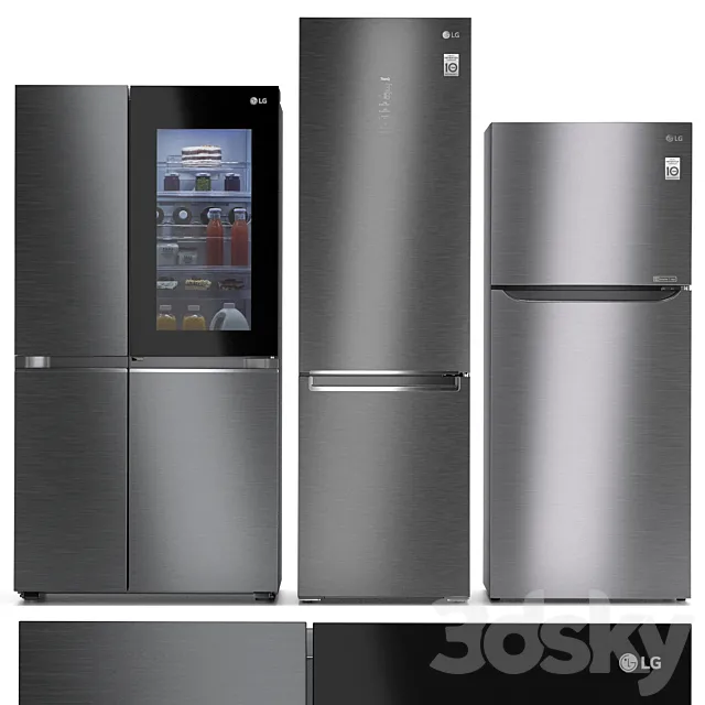 Refrigerator set LG 8 3ds Max