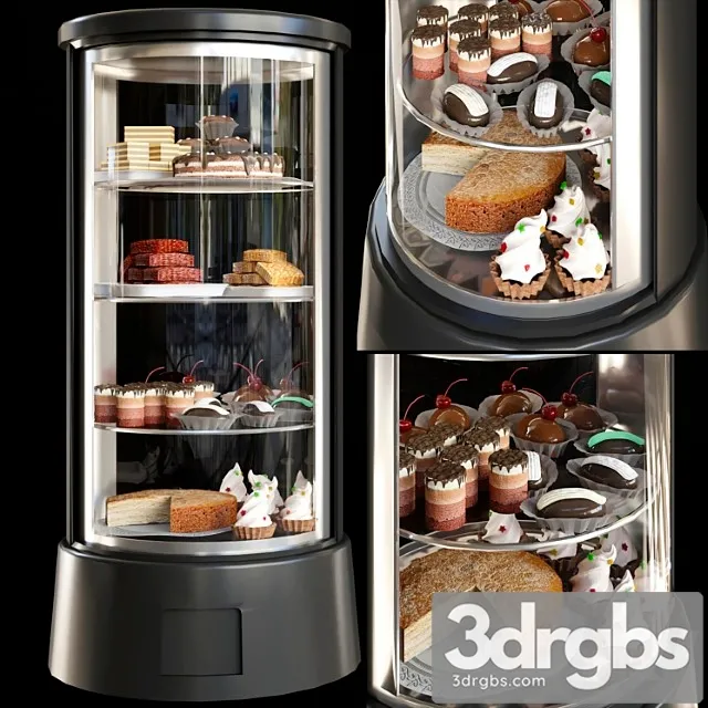 Refrigerator with desserts and sweets for shops or cafes. confectionery 3dsmax Download
