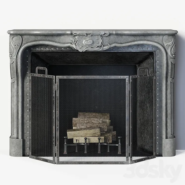 Regency Style Stone Fireplace 3DS Max