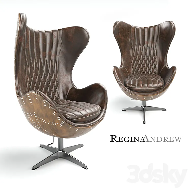 Regina Andrew Home Java Leather and Brass Egg Chair 3DS Max