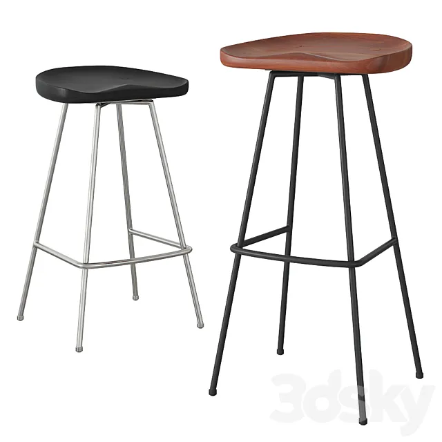 Rejuvenation Randle tractor bar stool and counter stool with metal legs 3DS Max Model