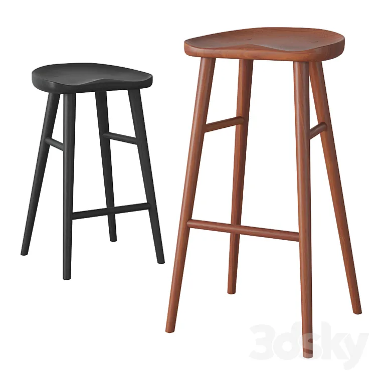 Rejuvenation Randle tractor bar stool and counter stool with wooden legs 3DS Max Model