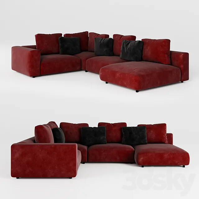 Relax sofa P-shaped 3ds Max