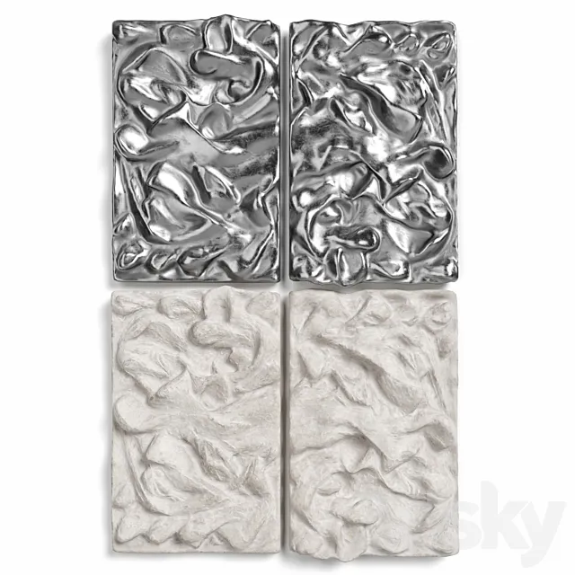 Relief metal and plaster wall panel 3DS Max Model