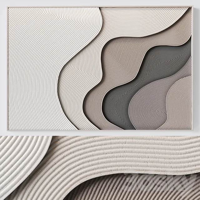 Relief wall panel with waves 3ds Max