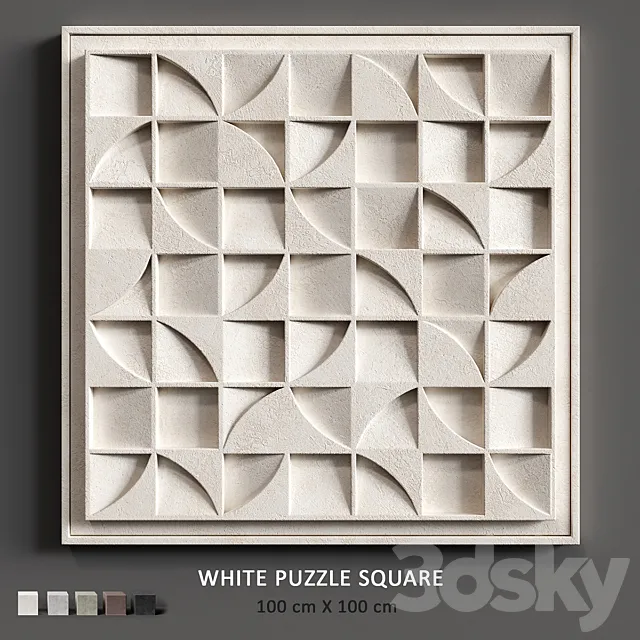 Relief White Puzzle Square 3DS Max Model