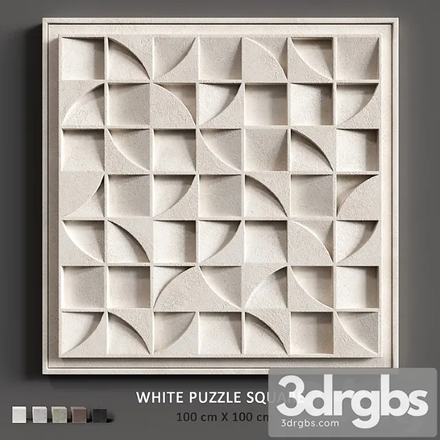 Relief white puzzle square