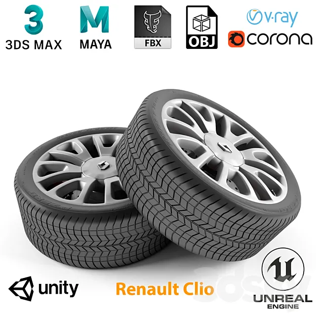 Renault Clio Wheel 3DS Max Model