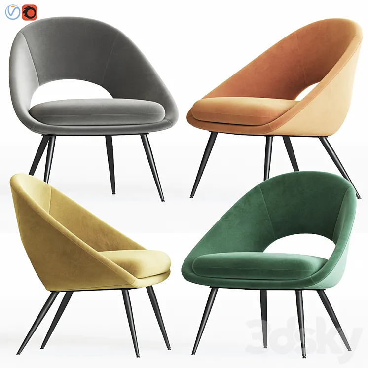 Rendle Modern Partially Open Accent Armchair 3DS Max