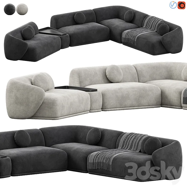 Rene Sofa by Meridiani Set 2 3DS Max Model
