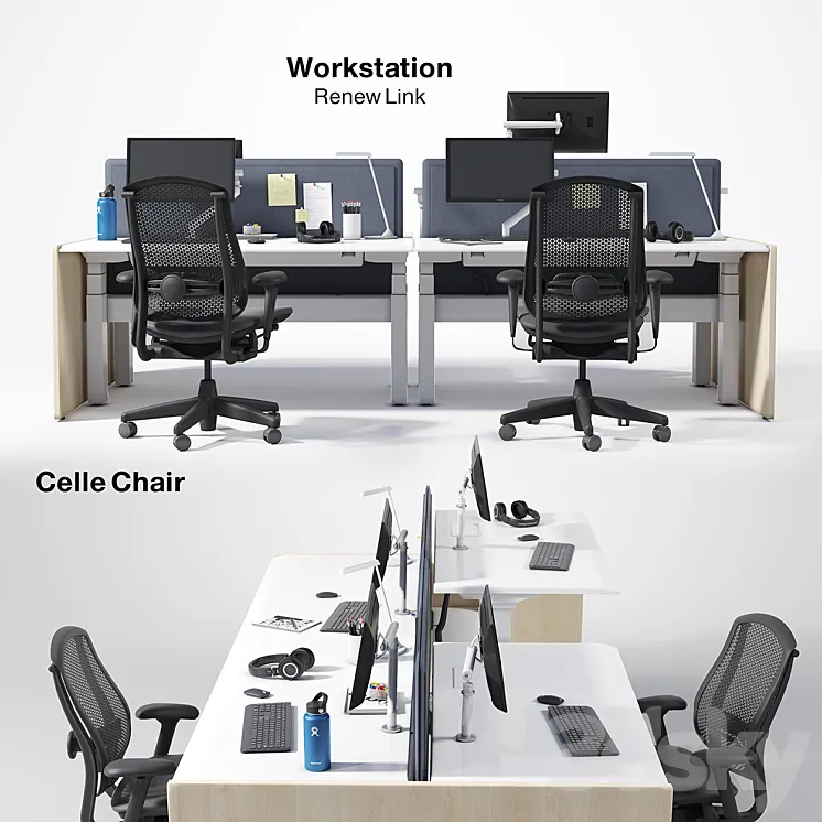 Renew Link Workstation & Celle chair 3DS Max