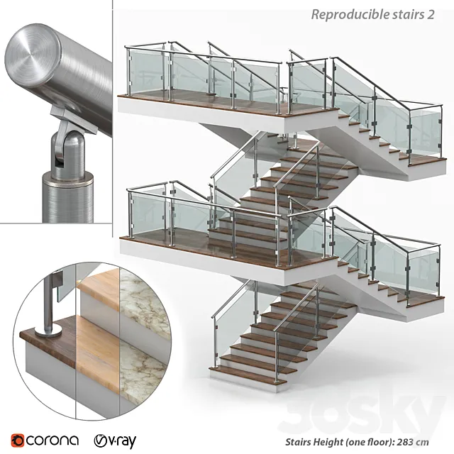 Reproducible stairs 2 3DS Max Model