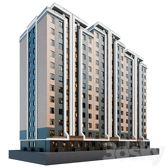 Residential building 12 floors 3DSMax File