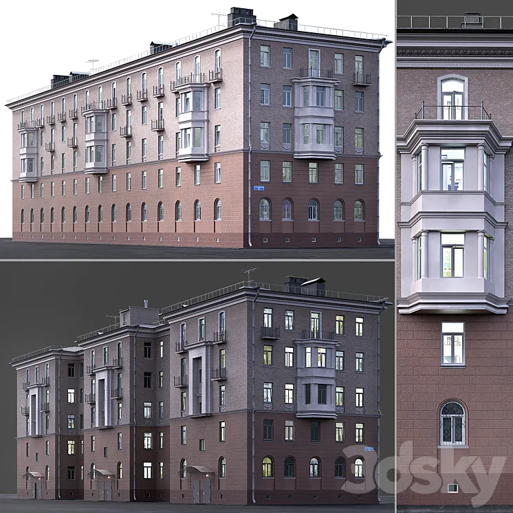 Residential building in classic style 3DS Max Model
