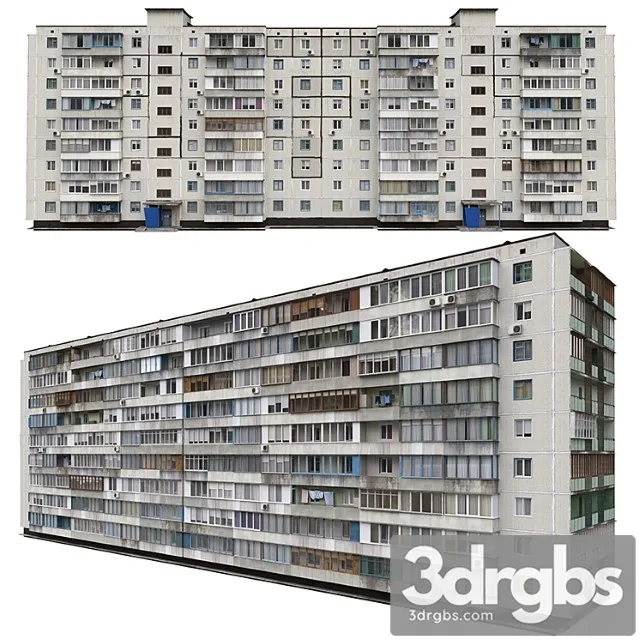 Residential building soviet era. series 1kg-480 3dsmax Download