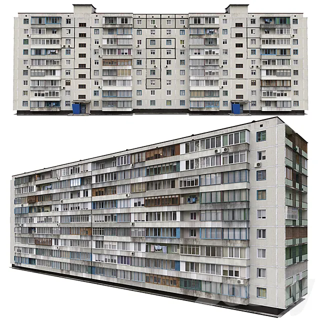 Residential building Soviet era. Series 1KG-480 3DS Max Model