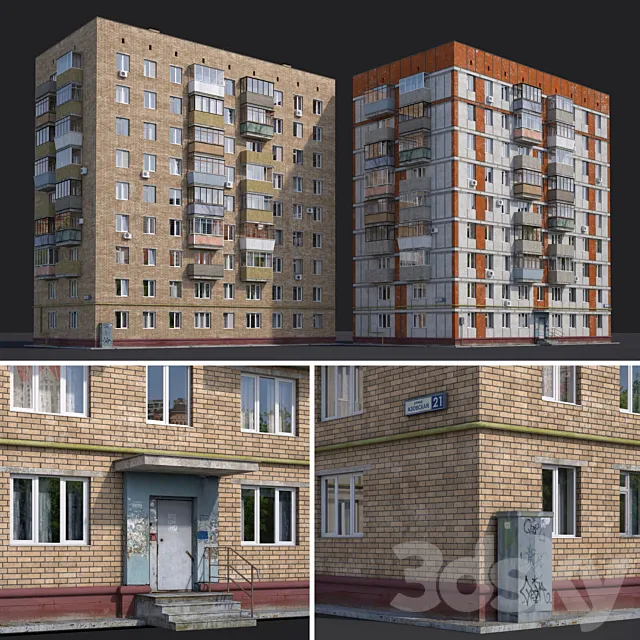 Residential houses. Moscow. Azov street. 21 and Chongarsky boulevard. 30 3DSMax File