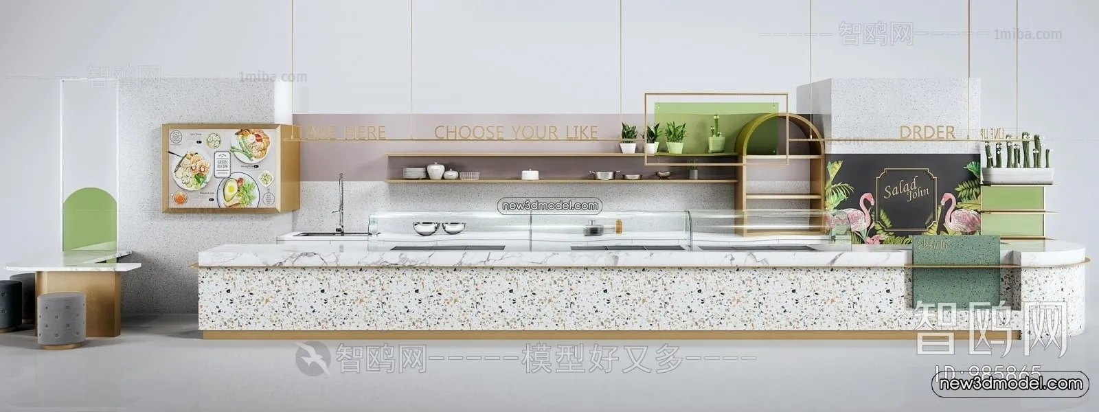 Restaurant and Fastfood 3D Scene – 3D Blocks – 003 – VRAY