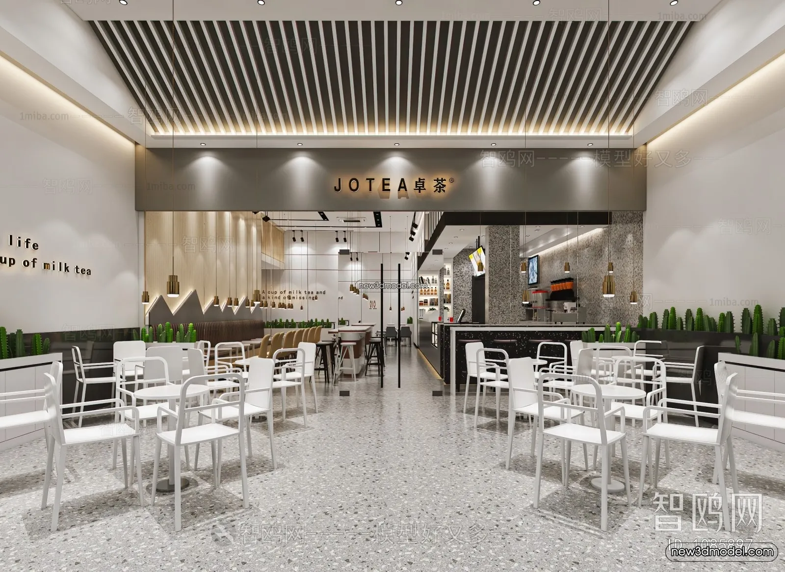 Restaurant and Fastfood 3D Scene – 3D Blocks – 025 – VRAY