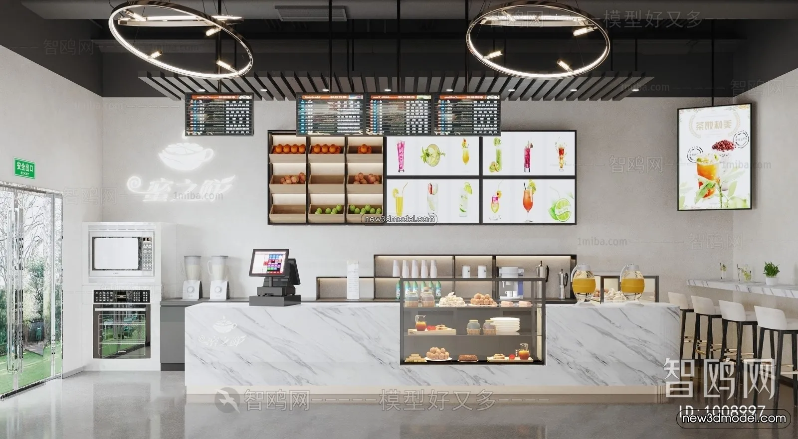 Restaurant and Fastfood 3D Scene – 3D Blocks – 029 – VRAY